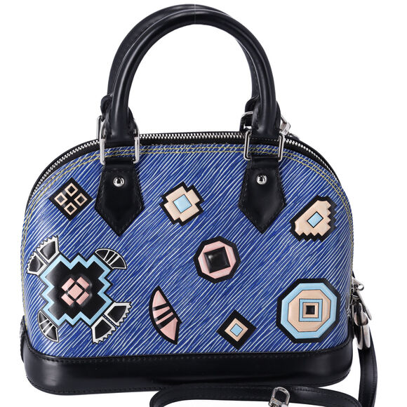 Louis Vuitton Blue Denim Aztec Epi Leather Alma BB Small Dome Bag Crossbody - Picture 7 of 12